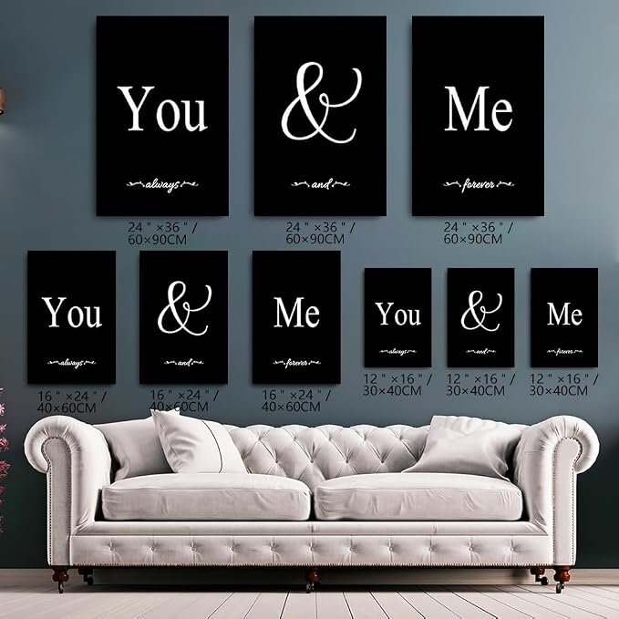 GUBIYU Set of 3 Framed Farmhouse You and Me Wall Art - Image 2