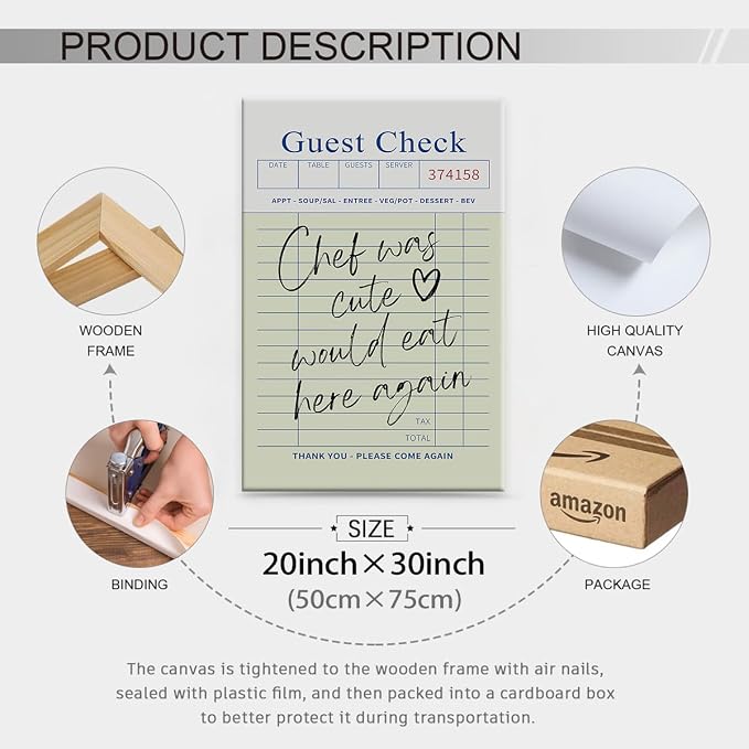 Framed Wall Art Posters Trendy Kitchen Guest Check Prints Chef Was Cute Would - Image 2