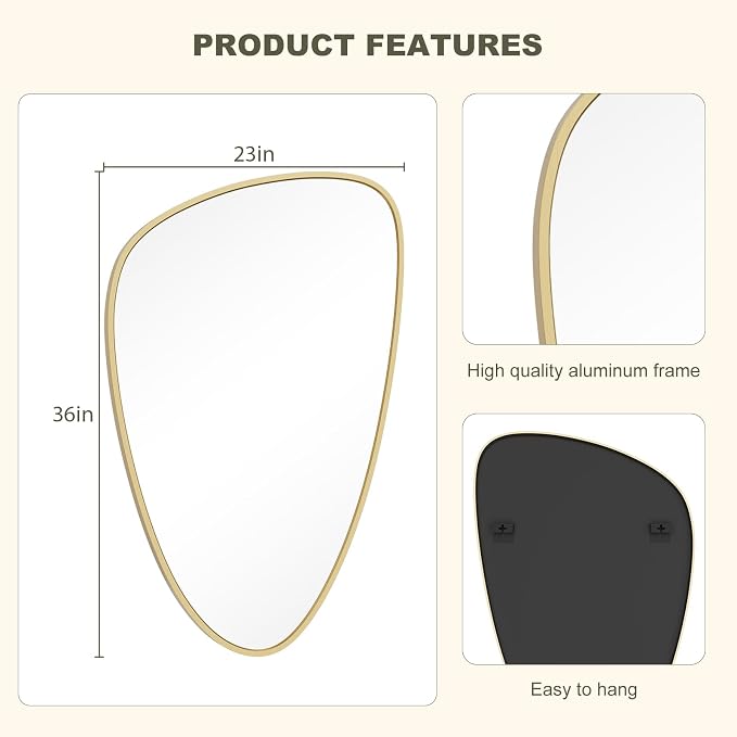 WallBeyond Asymmetrical Mirror, Irregular Wall Mirror, Wall Mirrors Decorative - Image 6