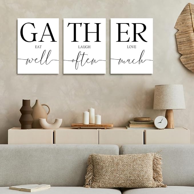 GUBIYU Large Gather Signs for Home Decor, Framed Kitchen Wall Art Farmhouse - Image 3