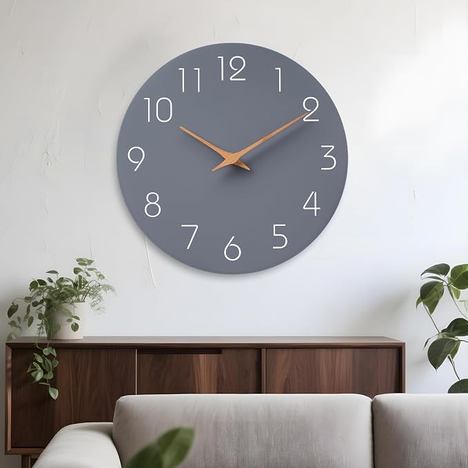 Mosewa Large Wall Clock 18 Inch Gray Modern Flatwood Silent Non Ticking Battery - Image 8