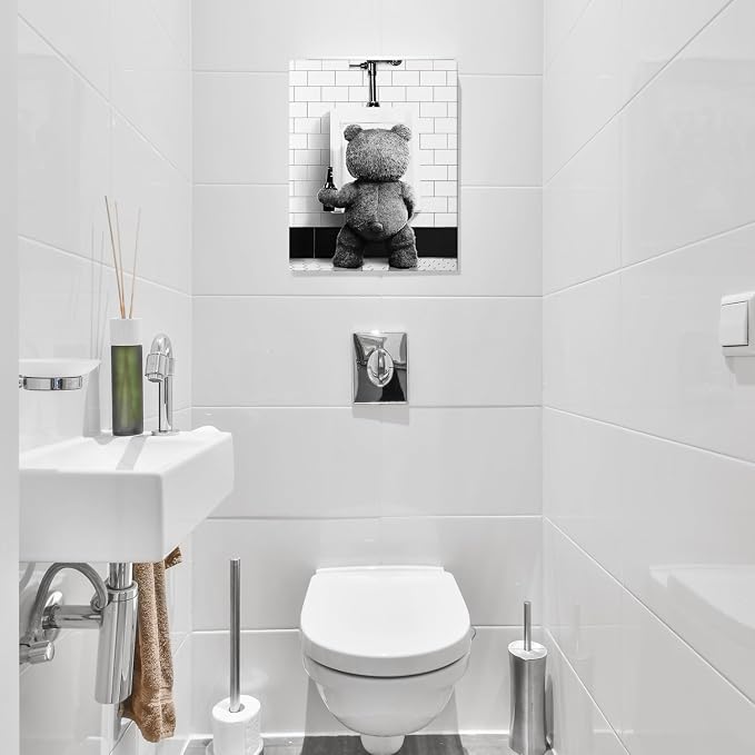 DIHSIEG Motivational Canvas Wall Art Funny Bathroom Wall Art Floral Canvas - Image 4