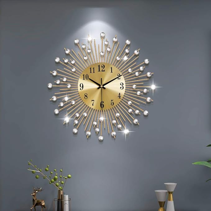 Large Wall Clocks for Living Room Decor Modern Gold Silent Wall Clock Battery by CreativeWallClock