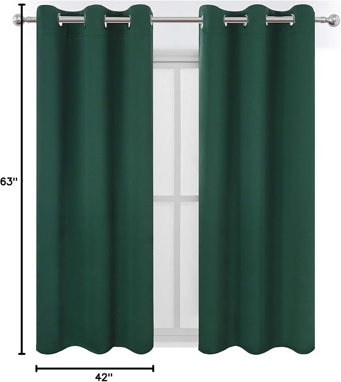 LEMOMO Dark Green Blackout Curtains/42 x 63 Inch/Set of Two Panels Grommet - Image 10