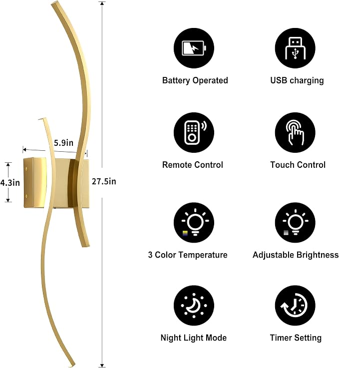 Battery Operated Wall Sconces Set of Two - Image 5