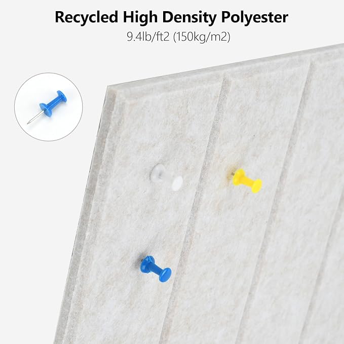 Acoustic Felt Bulletin Board Tiles Self-Adhesive Sound Absorbing Wall Panels - Image 3