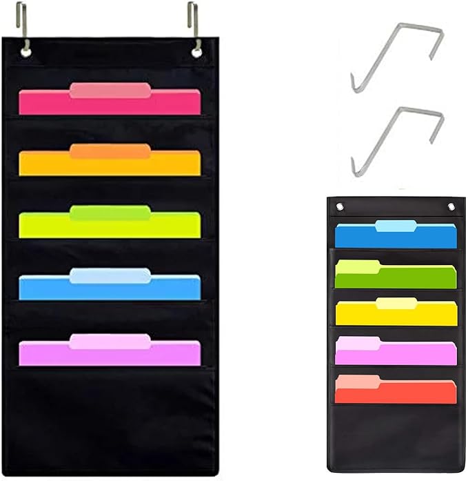 Hanging Wall File Organizer, 5 Pocket, Oxford Cloth Storage Pocket, Over The by GUMIKE