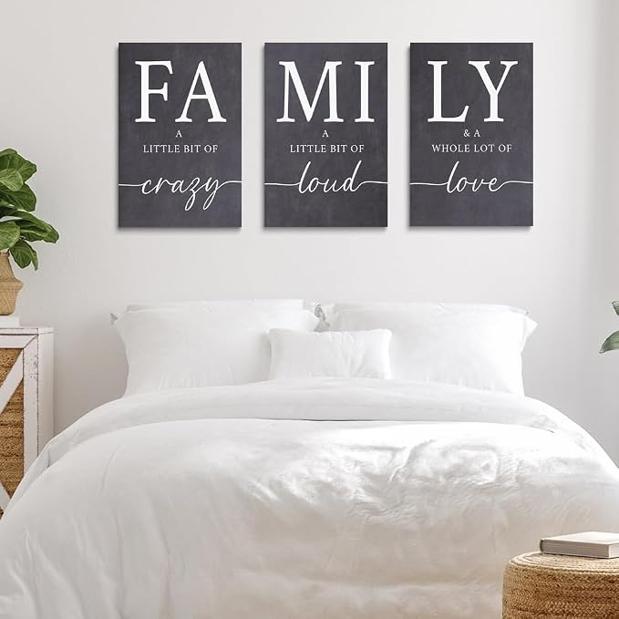 GUBIYU Gray Family Wall Art Set of 3 20"X28" Modern Farmhouse Decor - Image 4