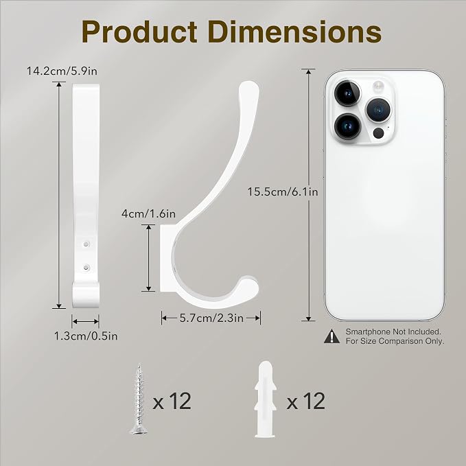 saffruff Wall Mount Coat Hooks, Heavy Duty Metal Hooks - Image 3