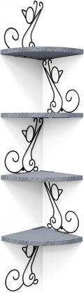 Alsonerbay Wall Mount Corner Shelves 4 Tier Floating Corner Storage Wood by Alsonerbay