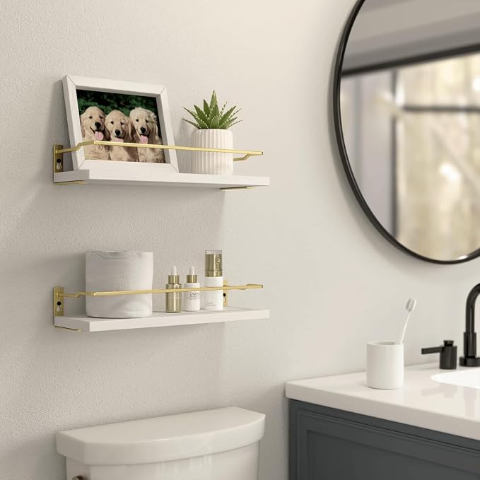 RICHER HOUSE Bathroom Shelves, Small Floating Wall Shelf - Image 2