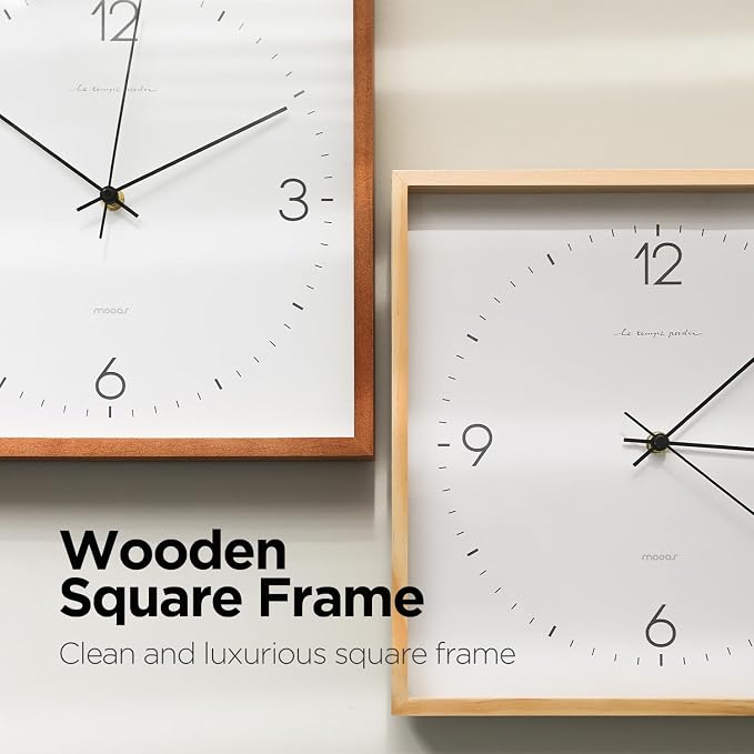 mooas Wooden Frame Flatwood Wall Clock - Image 6