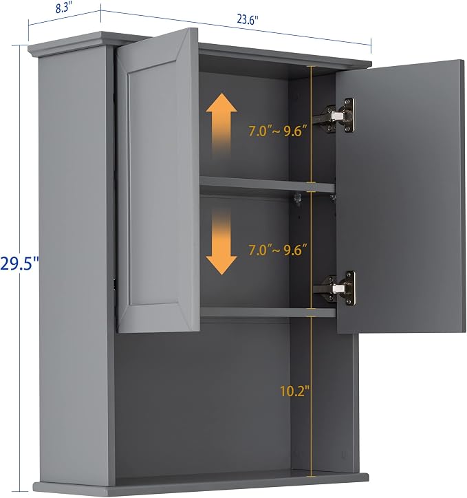 VANIRROR Grey Cabinet Wall Mounted - Image 2