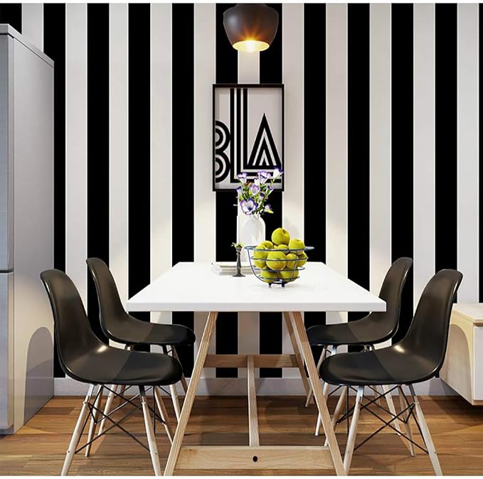 Guvana Striped Peel and Stick Wallpaper Black and White Self-Adhesive Wallpaper - Image 4