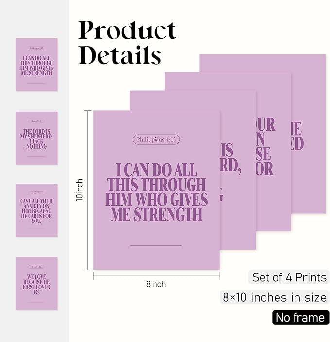 Locomiss Purple Christian Wall Art Decor Posters, Modern Bible Verse Prints - Image 2