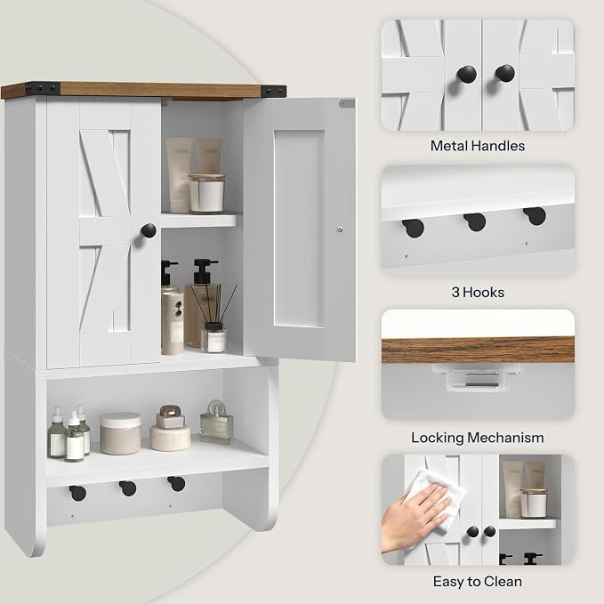 MAHANCRIS Bathroom Wall Cabinet, Farmhouse Medicine Cabinet - Image 7