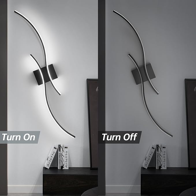 CANEOE Modern Led Wall Light, 39inch Black Indoor Led Wall Sconce Lighting - Image 5