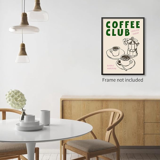 PDFI Kitchen Wall Art Coffee Club Canvas Print Vintage Coffee Artwork Posters - Image 4