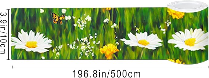 IVN Wallpaper Border Peel and Stick Decorative Wall Trim Self Adhesive Daisy - Image 3