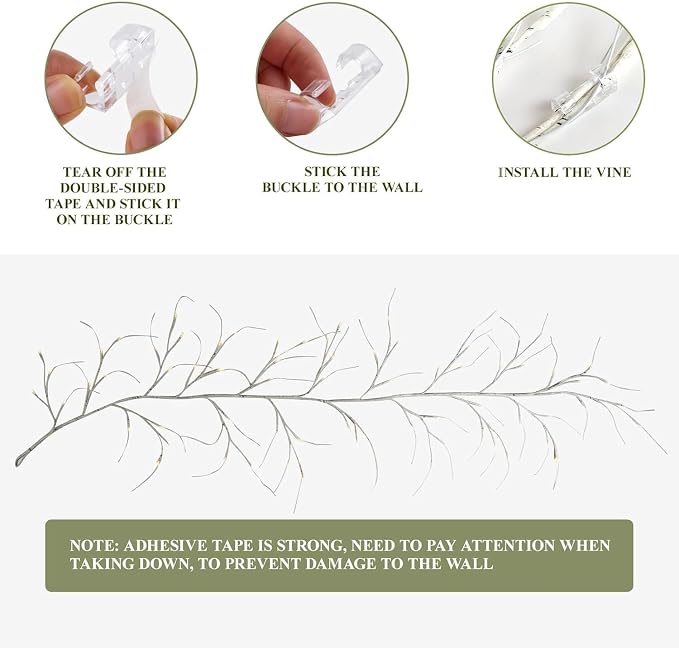 White Birch Garland with Lights 6ft 72LED, Battery Operated Twig Vine with Timer - Image 6