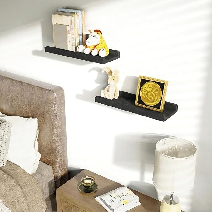 Love-KANKEI Floating Shelves Wall Mounted Set of 2, 17 Inch Rustic Wood Wall - Image 4