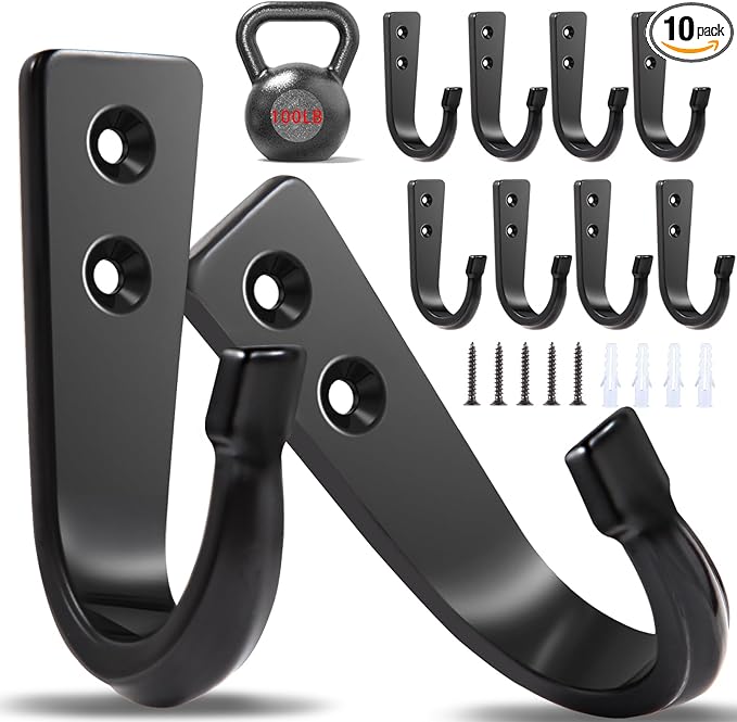 10Pcs Heavy Duty Wall Hooks for Hanging, Large Size Wall Hooks, Coat Hooks by WODEGIFT
