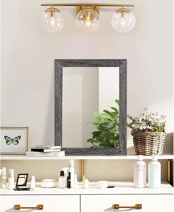 AAZZKANG Wall Mirror with Rectangle Wood Frame Rustic Decorative Hanging Mirrors - Image 4