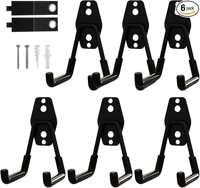 6-Pack Small Square Heavy Duty Garage Hooks, Utility Room Storage by CRXCRC