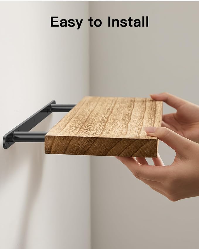 Amada Homefurnishing Floating Shelves, Paulownia Wood Wall Shelves - Image 5