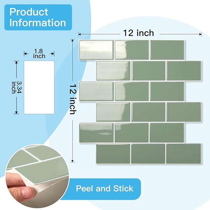 Art3d Peel and Stick Wall Tiles in Teal – 10-Pack of 12 x12 Thickened Design - Image 8