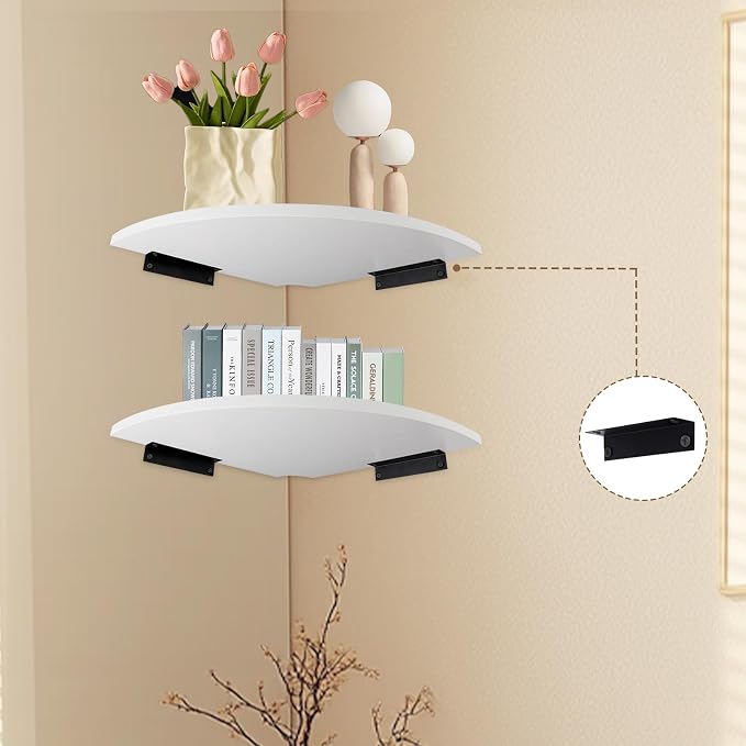 JJL Corner Shelf, 12-Inch Sector Wall Shelf - Image 5