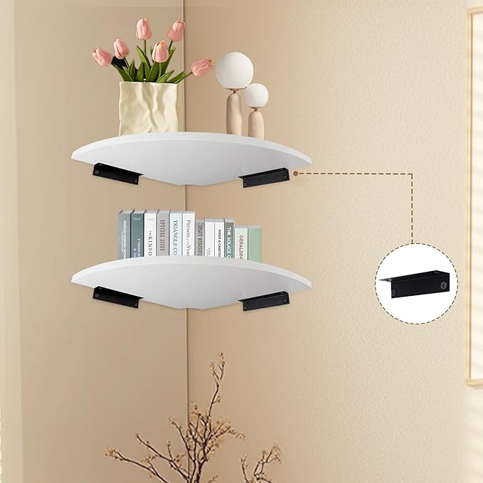 JJL Corner Shelf, 12-Inch Sector Wall Shelf - Image 4