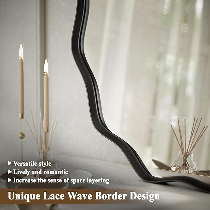 VooBang Black Scalloped Circle Mirror, Hanging Leaning - Image 6