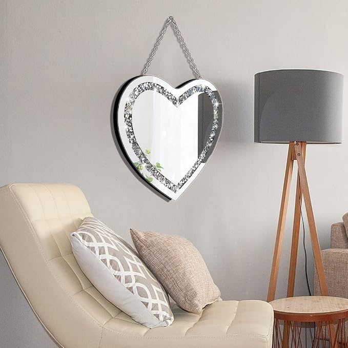 DMDFIRST Crystal Crush Diamond Heart Shaped Silver Mirror - Image 3