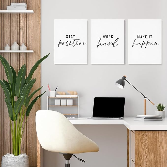 GUBIYU 3 Pcs Office Wall Decor Stay Positive, Hard Work Wall Art, Motivational - Image 2