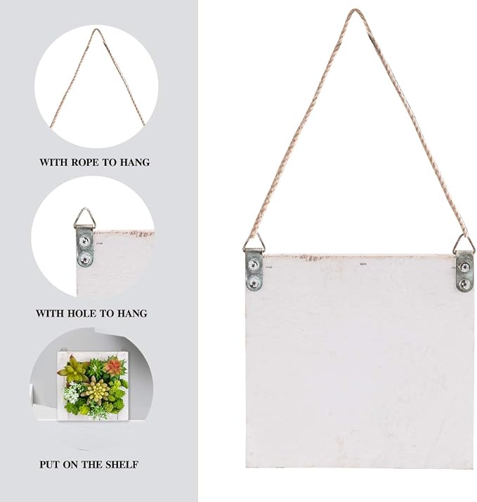 Hanging Wall Artificial Plants for Home Decor Indoor Faux Succulents in Wooden - Image 6