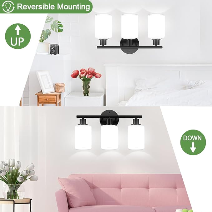Zarbitta 3-Light Bathroom Light Fixtures, Bathroom Wall Lamp - Image 7