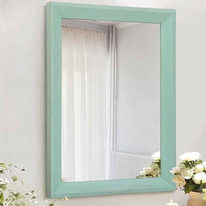 AAZZKANG Wood Framed Mirror Rectangle Modern Farmhouse Wall Mirrors Decor by AAZZKANG