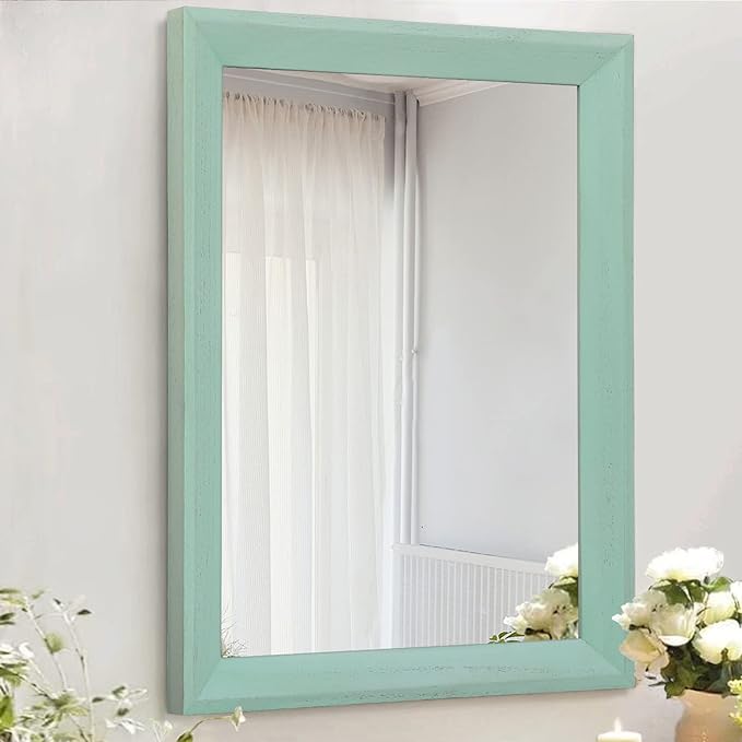 AAZZKANG Wood Framed Mirror Rectangle Modern Farmhouse Wall Mirrors Decor Large by AAZZKANG