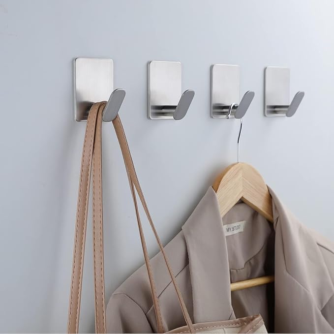 DELITON Sticky Hooks for Hanging Adhesive, Brushed Nickel, 6 Pack - Image 3