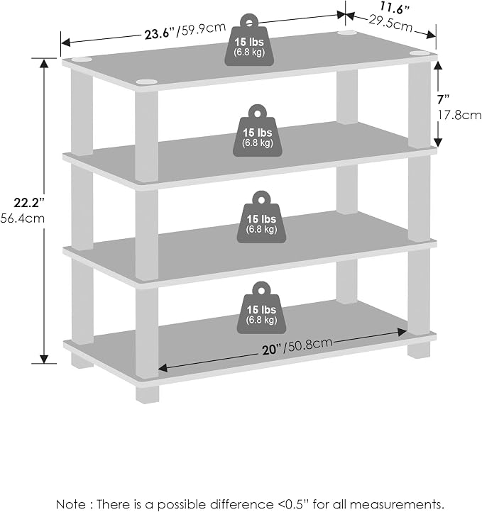 Furinno Turn-N-Tube Storage Shelves Set of 2, 4-Tier Stackable Standing Shelf - Image 2
