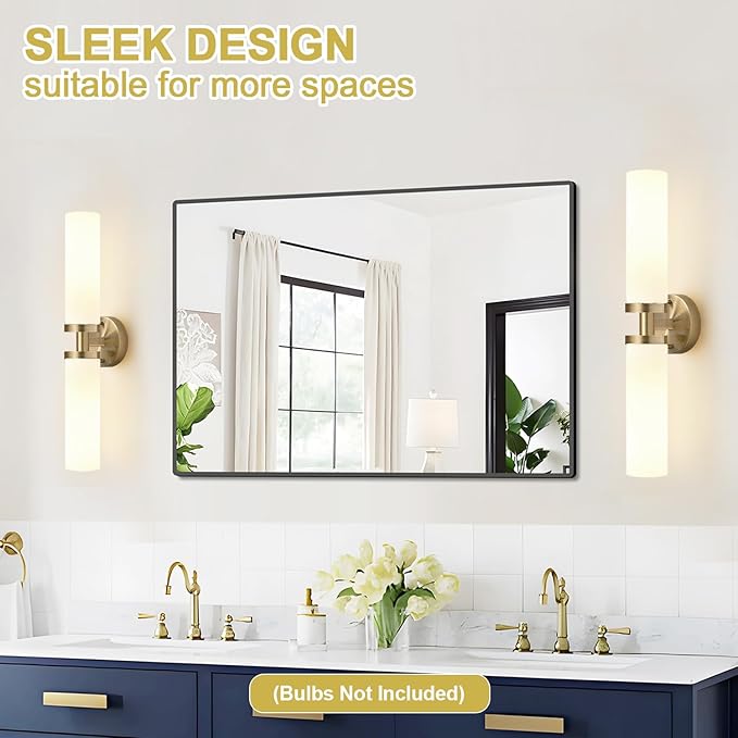 Indoi Wall Sconces Set of Two, Hardwired Brass Bathroom Sconces Wall Lighting - Image 6
