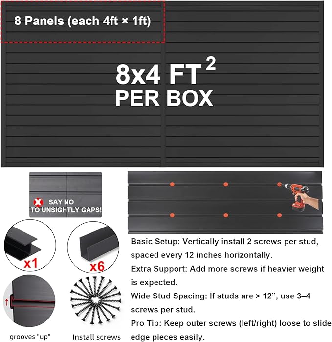 FRAYSCENT Slat Wall Paneling Garage Wall Organizer, Slatwall Panels Garage Tool - Image 3