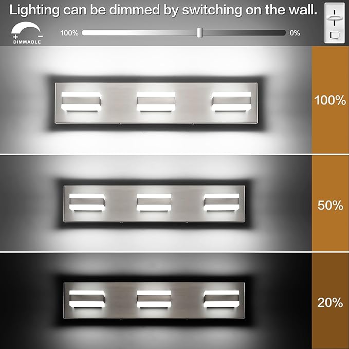 SOLFART Bathroom Vanity Lights Over Mirror Brushed Nickel Bathroom Light - Image 2