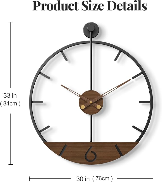 Large Wall Clock 30 Inch, Modern Farmhouse Wall Clock Battery Operated - Image 6