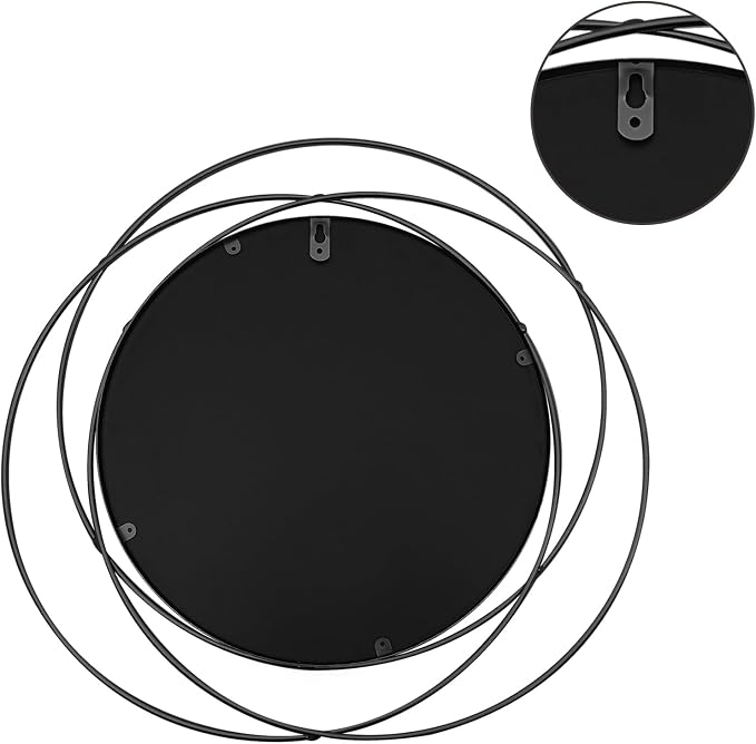 3 Set 9.5 Inch Black Circle Mirrors Wall Decor Iron Frame Wire Mirror Metal - Image 5