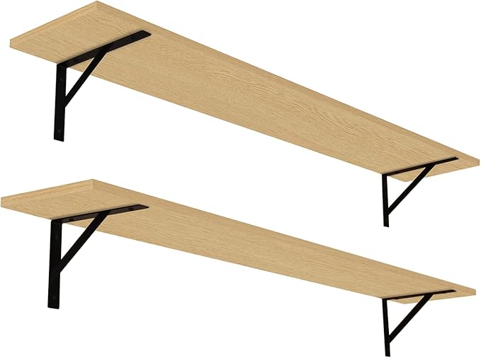DINZI LVJ Long Wall Shelves, 55.1Inch Wall Mounted Shelves Set of 2, Extra by DINZILVJ