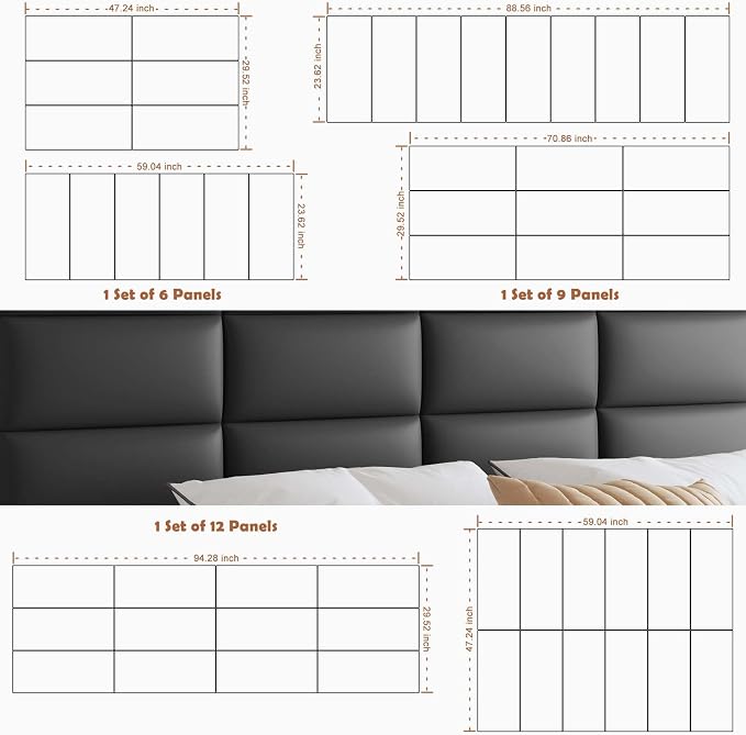 IFNOW Wall Mounted Upholstered Headboard Full, 3D Peel and Stick Soundproof - Image 6