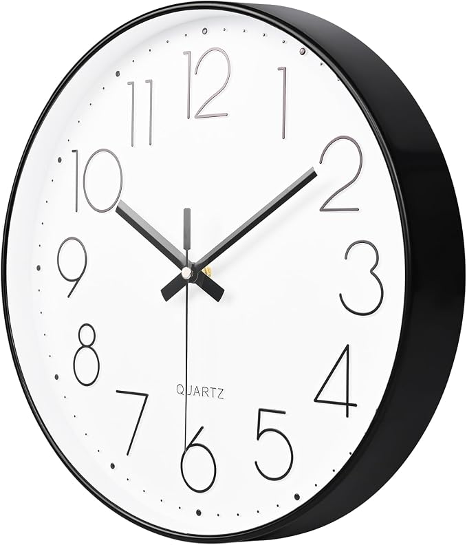 8 Inch Small Black Wall Clocks Silent Non Ticking Battery Operated - Image 5