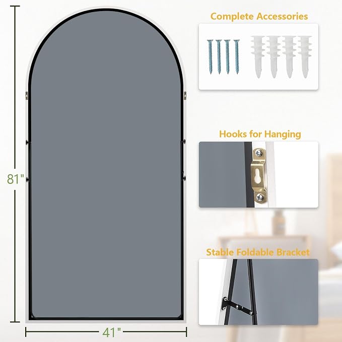 Dewfig Arched Full Length Mirror, Oversized Full Body Mirrors - Image 5